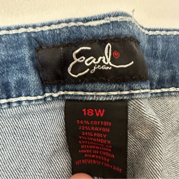 Earl Jeans Rhinestone Lined Jean Shorts Medium Wash Womens Size 18W - Picture 8 of 8